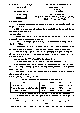 Đề và đáp án thi học sinh giỏi cấp tỉnh Địa lí lớp 12 - Năm học 2015-2016 - Sở GD & ĐT Thanh Hóa